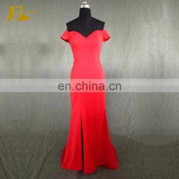 Real Sample Off Shoulder Design Mermaid Long Red Party Dresses