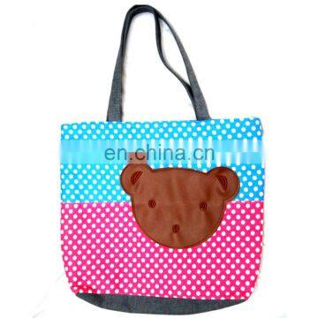 PU Decoration China Made Fashion Bear Dots Cotton Bag