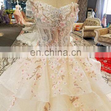 LS00293 off Shoulder Flower Afghan Wedding Dress Styles Lace up Mother of the Bride Beach Wedding Dress photo-2