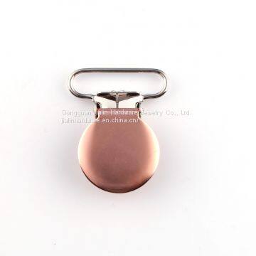 Rose gold coated baby pacifier clip suitable for 1 inch width fabric to hold on