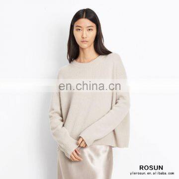 Women Cashmere Boxy Crew neck pullover sweater 2017