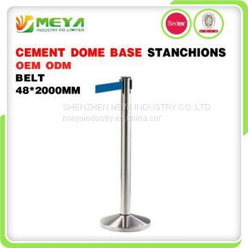 retractable belt crowd control stanchion with cement bases