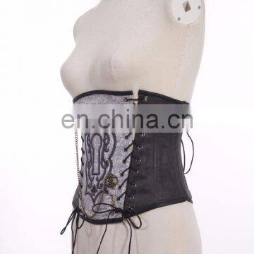 Steampunk Soft Bone Corset With Key-hole Patch and Bronze Key Pendant photo-3