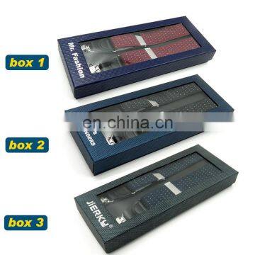 Fashion brand High quality Gift box packing 3 clips real leather adult suspenders