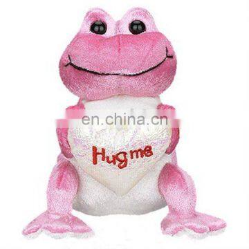 velvet pink frog plush toy green frog dog toy Umay-FP0026 shenzhen toy factory