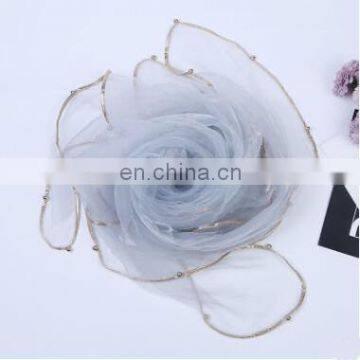New Ladies Lace Simple Silk Gauze Kerchief Nail Bead 140*140cm Scarves photo-2