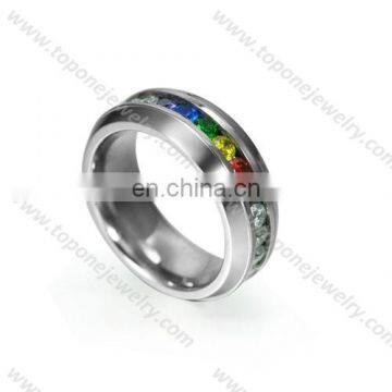 Fashion gay men ring stainless steel zircon custom logo