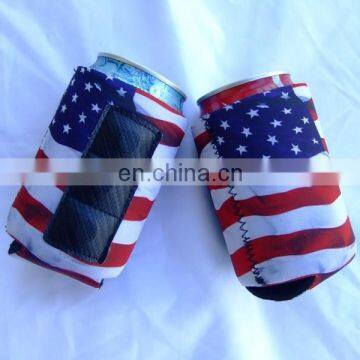 Durable Personalized Summit Deluxe Budget Fancy Edge Scuba Neoprene SBR Foam Rubber USA America UK Flag Magnetic Beer Can Cooler photo-3