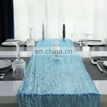 modern home textile table clothes blue wrinkle rainbow organza fabric