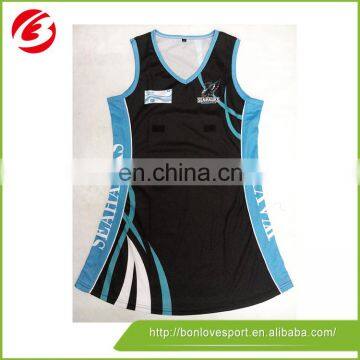 Never fade 100 polyester netball jersey for dancing club