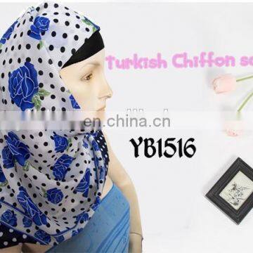 Make by Factory Fashion Polyester Turkish Chiffon Medium Lady Scarf New Design