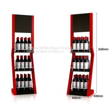 Customized promotional fancy metal wine floor display stand/ dumpbin/ standee