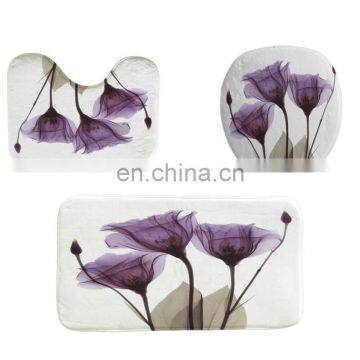 I@home Daffodil 4 Piece Water Resistant Shower Curtain Set Custom Bath Print With Non-slip Rugs