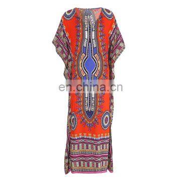 TWOTWINSTYLE Print Hit Color Women's Dress O Neck Batwing Sleeve Side Split Oversize Loose