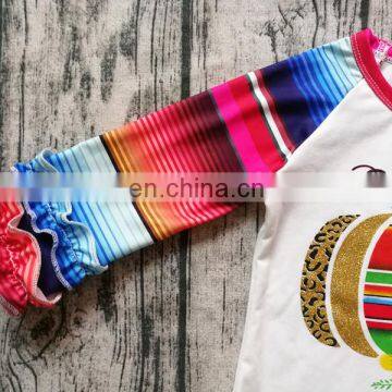 Halloween Baby Girl Ruffle Raglan Gold Pumpkins Tshirts Kids Ruffle Rainbow Tops Santa Boys Clothes photo-3