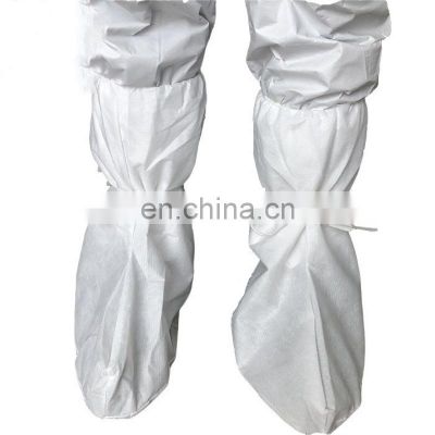 Disposable Medical Protective Waterproof Surgical Hospital High Knee Long Shoe Covers With Tie on Ank PP PE Non Woven Boot Cover