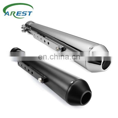 Universal Motorcycle Cafe Racer Exhaust Mufflers Silencer Pipe with Sliding Bracket Matte Black Silver Universal