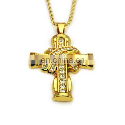 Hotsale Design Jewelry S925 Sterling Silver Cross Pendant Necklace 18k Gold Plated Evil Eyes Lock Pendant Necklace For men