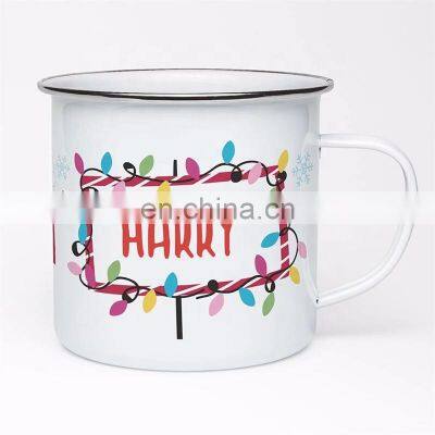 Christmas holiday Wholesale custom enamel espresso metal steel enamel espresso cup