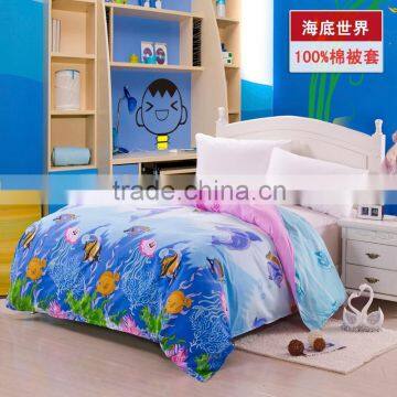 Chinese wholesale home use cartoon pattern sea world animal print duvet cover