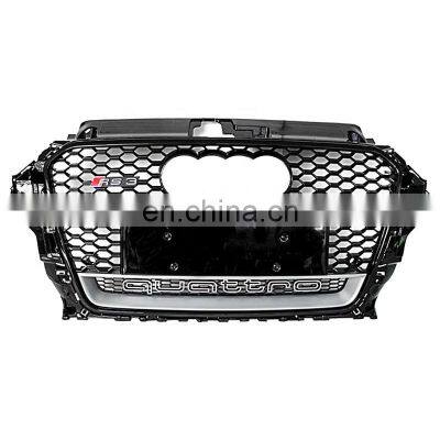 ABS Material car grill for Audi A3 8V RS3 high quality front Automotive black frame grille quattro style 2014 2015 2016