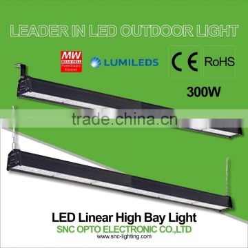 CE/RoHS 300w IP66 warehouse industrial led linear high bay for high rack warehouse lighting