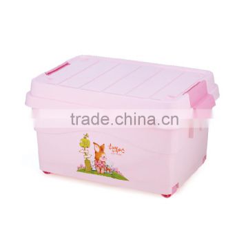 High quality plastic storage container toy storage box with lid & wheel