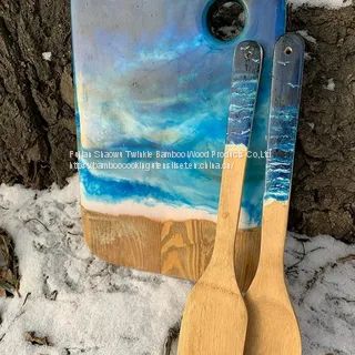 Bamboo utensil set with color handle Wholesale bamboo cooking utensils