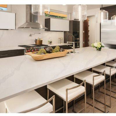 Code：5104，Calacatta Artificial Stone Quartz Slab Kitchen Countertops photo-3