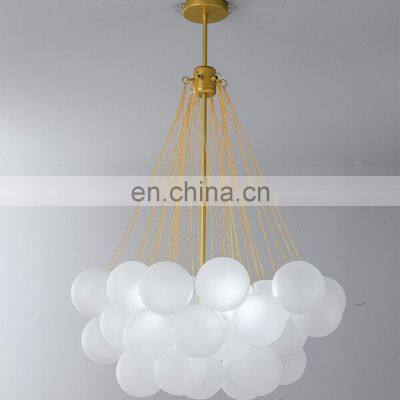 Hot Selling Modern Design Metal Industrial Frosted Glass Ball Lampshade Chandelier for Home Decoration Room LED Cloud Light photo-2