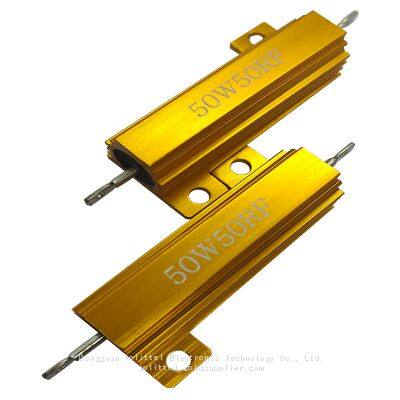 High power resistor Gold aluminum shell Resistor 0.1R To 100K 5W 10W 25W 50W 100W 500W Trapezoid RX24 Resistor