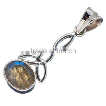 925 SOLID STERLING FINE SILVER LABRADORITE PENDANT