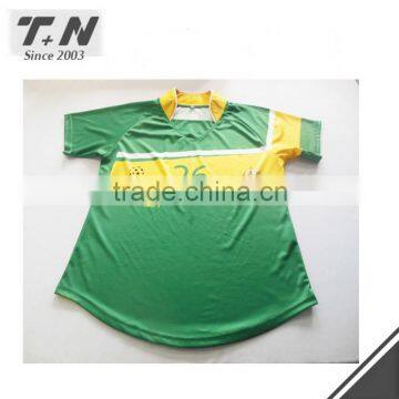 Hot sale full sublimation printed rugby jersey green and yellow