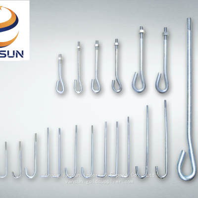 L/J-тип анкерного болта из углеродистой стали с гайкой, оцинкованным, для строительства