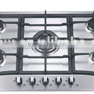 five burner stainless steel gas hob