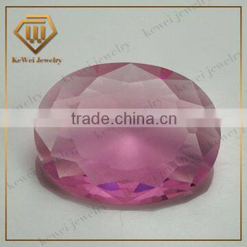 Colorful bead oval shape pink glass gems stone