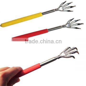 2015 New Non slip grip stainless steel Eagle claw back hand scratcher extendable telescoplic plastic back scratcher for sale