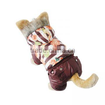 Luxury Fur Flower Cotton Coffee Dog Clothes photo-3