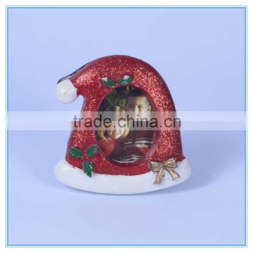 christmas hat shape red color resin photo frame