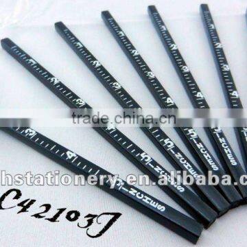 2013 new arrival black wood square pencil HB lead with scale