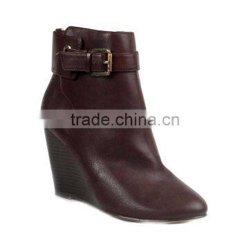 Fashion womens snow boots wedge heels PU leather autumn and winter woman shoes botas femininas