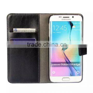 Wallet leather cover with card slot holder stand for Samsung Galaxy S6 Edge plus premium PU cover pouch