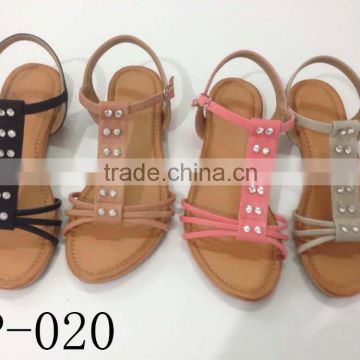 buckle strap diament decorate ladies flat summer shoes