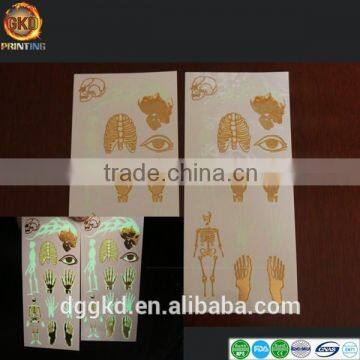 flash metallic temporary tattoo sticker glow in the dark/noctilucence tattoo