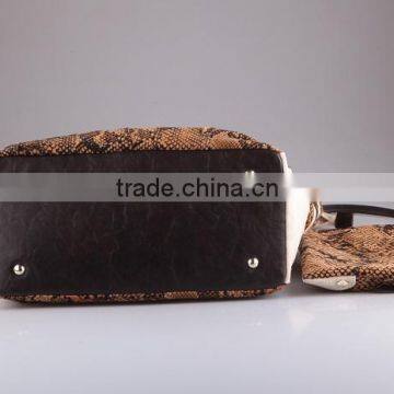 2537- Jangle Style Snake Texture Cloth Material Match PU Shopper Hobo Bag photo-3