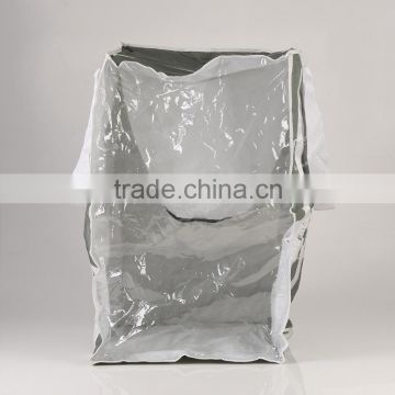 PP woven fabric with MAT lamination, shopping bag ,with clear PVC side ,CMYK printing