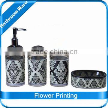 Bathroom Sets / Flower Painting / Black 4 sets