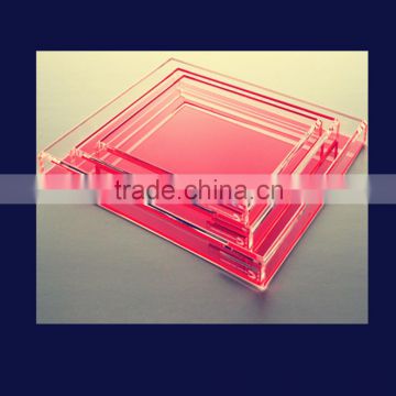 2016 new customized stackable colorful acrylic serving tray wholesale price, high quality from China