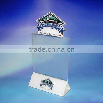 High quality clear table tent acrylic menu holder with silk-screen logo