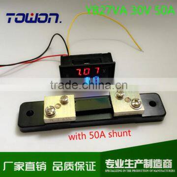 Digital ammeter & voltmeter DC 4.5-30V & 50A with 50A shunt Red&Blue Led Dual Panel Volt Amp Combo Meter
